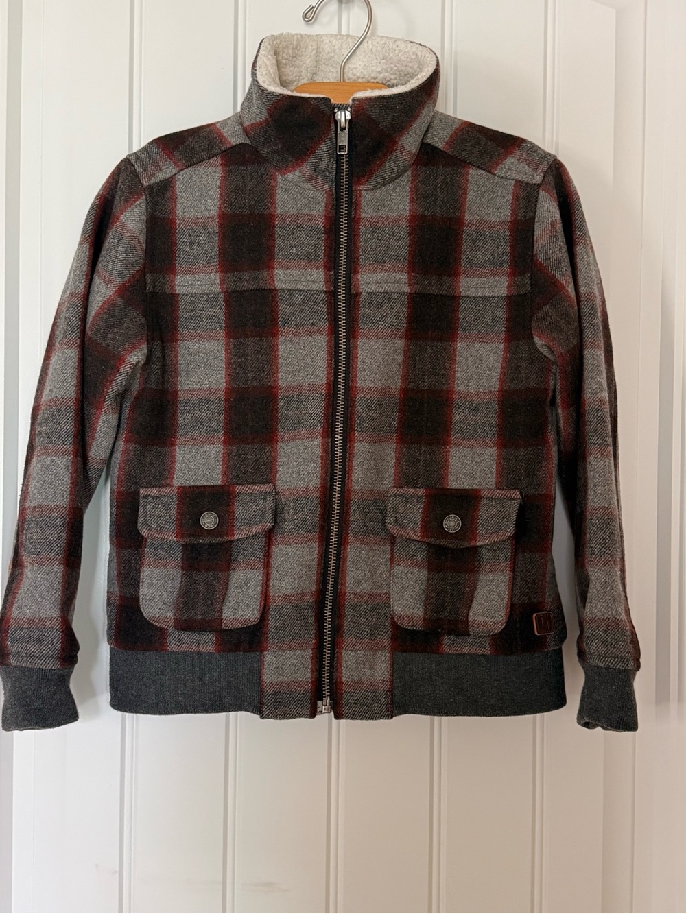 Janie and Jack Boys Plaid Wool Blend Aviator
Bomber Jacket Size 5-6